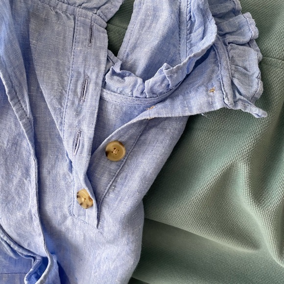 Last chance! J Crew ruffle neck sleeveless linen top Fleur - Picture 2 of 2